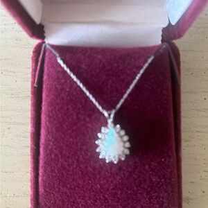 Opal and diamond necklace